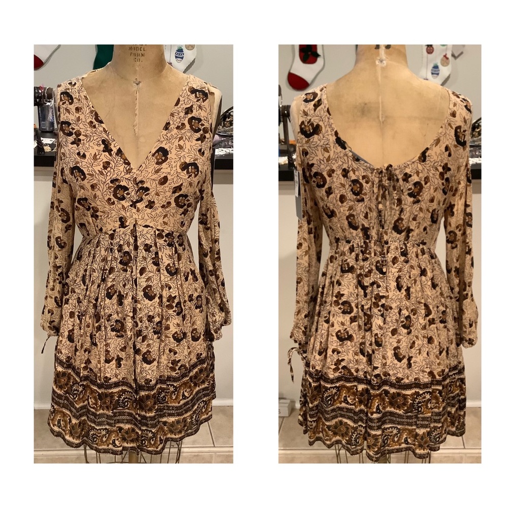Boho Cold Shoulder Printed Dress